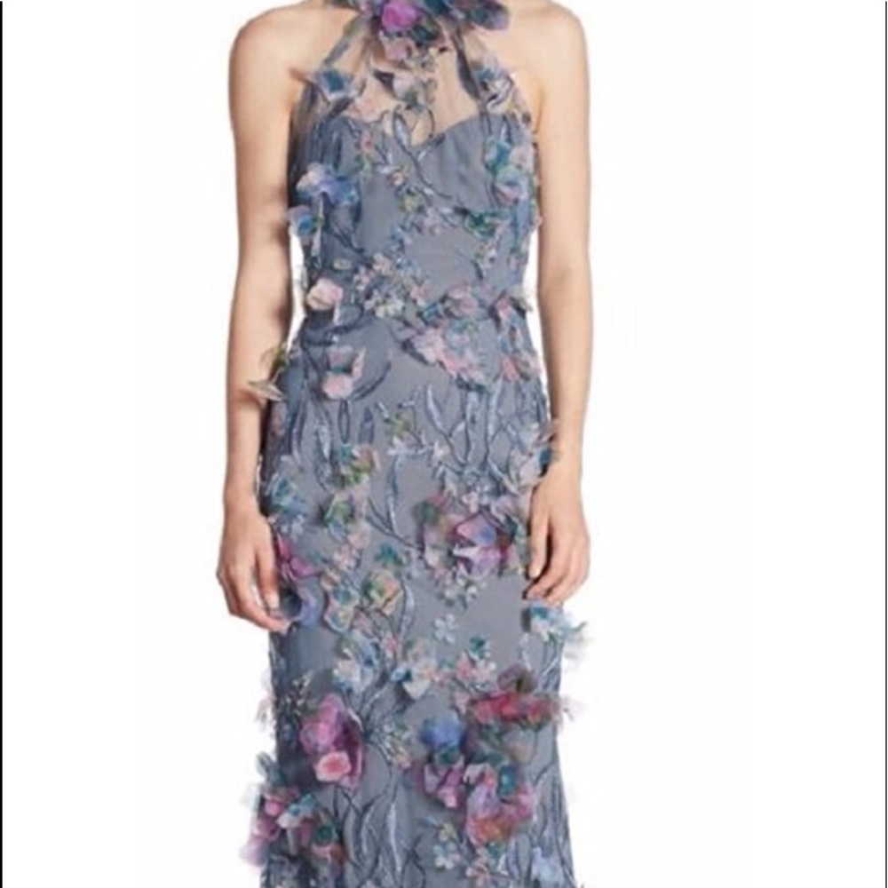 Marchesa Floral Halter Dress